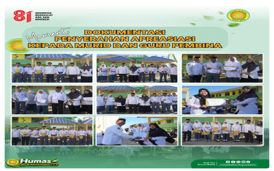 Dokumentasi penyerahan apresiasi kepada murid dan guru pembina
