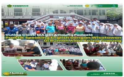 Outing Class, MA DDI Attaufiq Padaelo Praktik Speaking English Dengan Wisatawan Di Rumah Adat Arung Tuwung